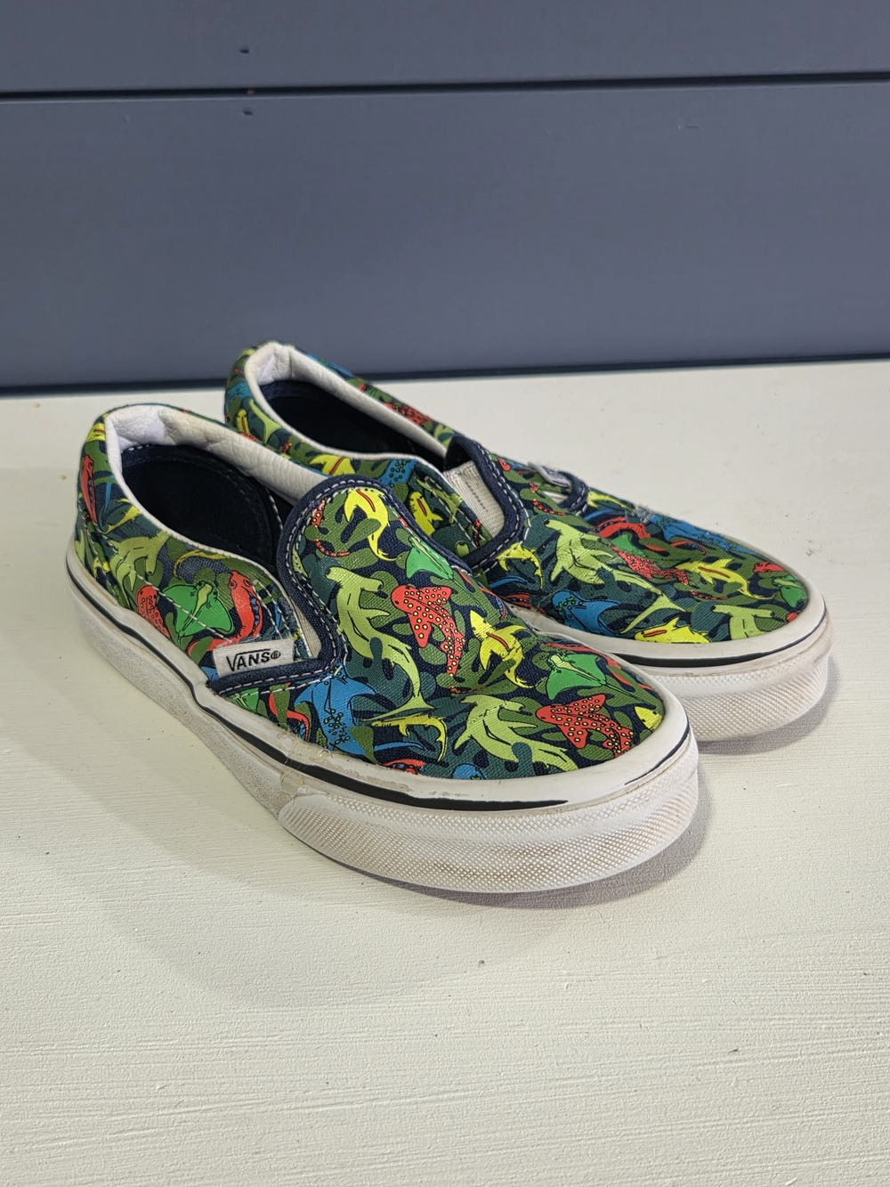 Vans Shark Print Toddler Size 13.5 Shoes